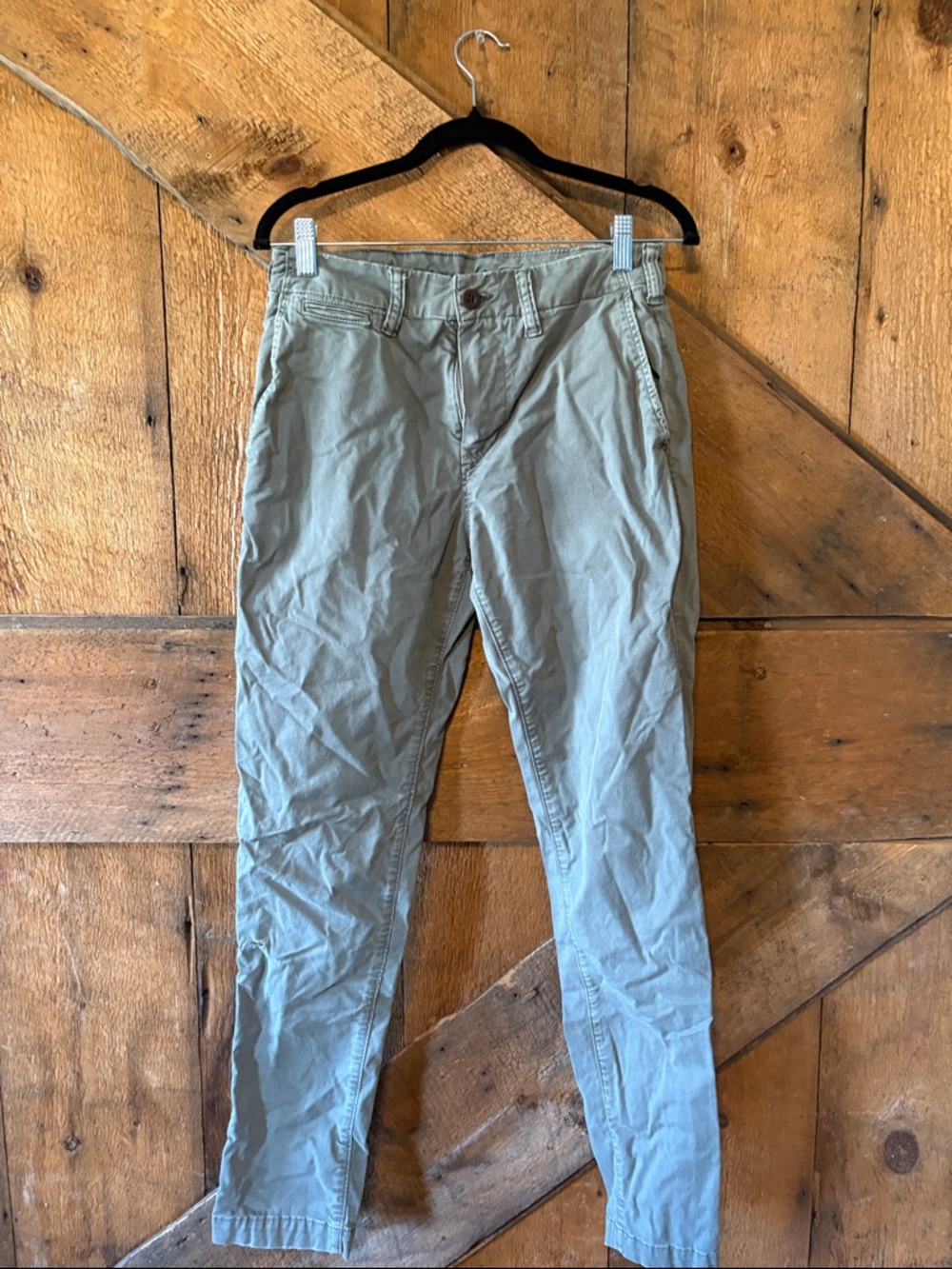 American Eagle Outfitters Mens Slim Fit Chino Pants Sage Green 28x32 Casual